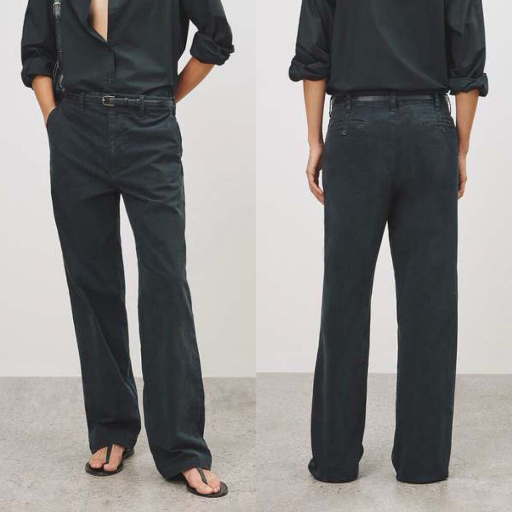 Nili Lotan Dark Navy Blue Midnight Relaxed Straight Leg Eliot Boy Pants - 8